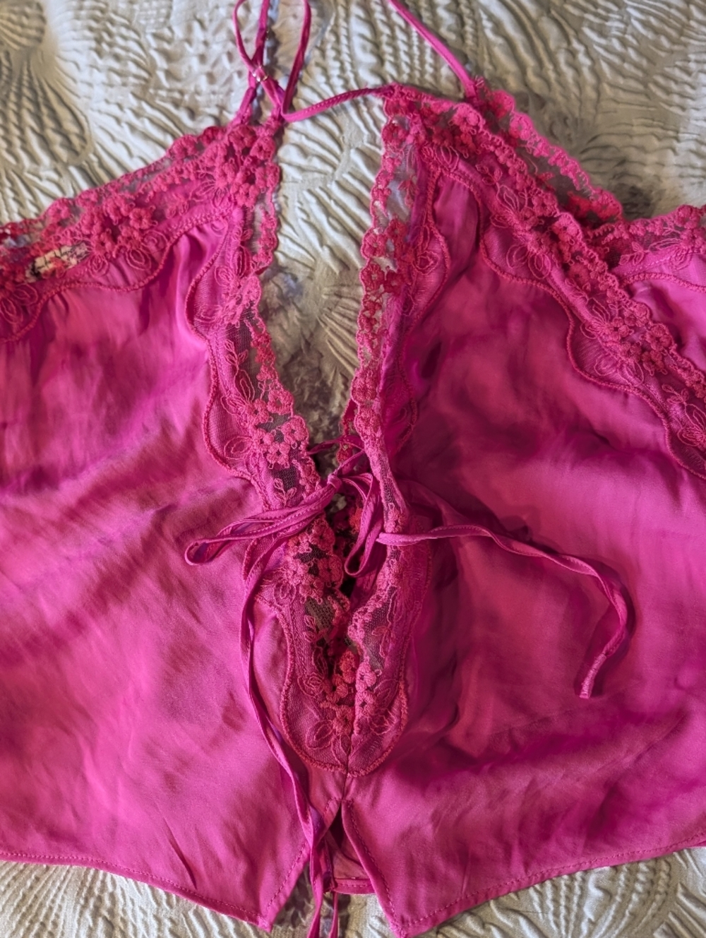 Free People NWOT Someone Like You Cami in Bright Pink sz LRG - Picture 5 of 16